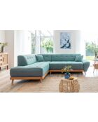 canapé d'angle 6pl Gauche convertible Dazzling Daisy Turquoise- 253x190x77 cm