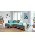 canapé d'angle 6pl Gauche convertible Dazzling Daisy Turquoise- 253x190x77 cm