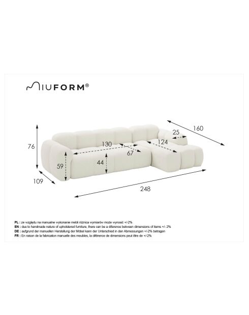 Festes S-Ecksofa, rechts Cloud Terracotta- 248x160x76 cm