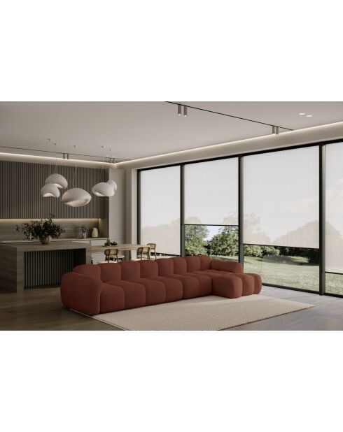 Fixiertes M-Ecksofa, rechts Cloud Terracotta - 315x160x76 cm