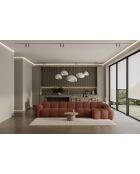 Fixiertes M-Ecksofa, rechts Cloud Terracotta - 315x160x76 cm