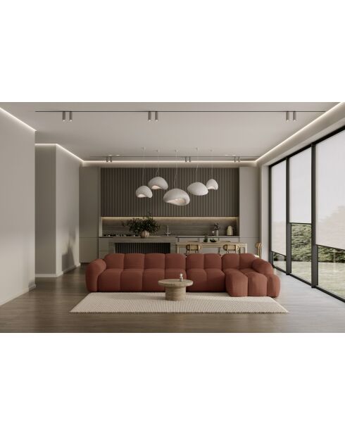 Fixiertes M-Ecksofa, rechts Cloud Terracotta - 315x160x76 cm