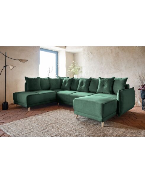 U hoekbank omvormbaar linkerhoek Lazy Lukka Bottle Green - 320x191x85 cm