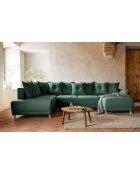 U hoekbank omvormbaar linkerhoek Lazy Lukka Bottle Green - 320x191x85 cm