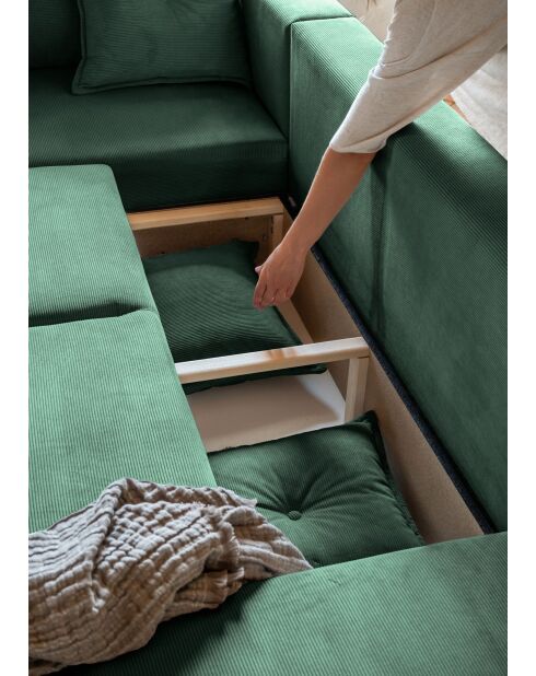 U hoekbank omvormbaar linkerhoek Lazy Lukka Bottle Green - 320x191x85 cm