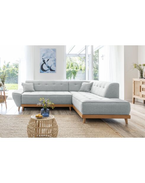 6pl Rechts converteerbare hoekbank Dazzling Daisy Lichtgrijs- 253x190x77 cm