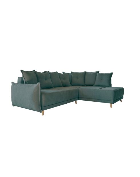 L Ausziehbares Ecksofa; rechte Ecke Lazy Lukka Turquoise- 247x191x85 cm