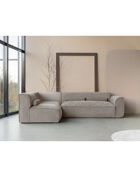 Festes L-Ecksofa, links; Flex Felix Dunkelbeige - 265x169x70 cm