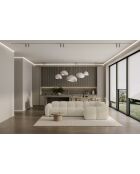 Fixiertes M-Ecksofa, rechts Cloud Beige- 260x197x76 cm