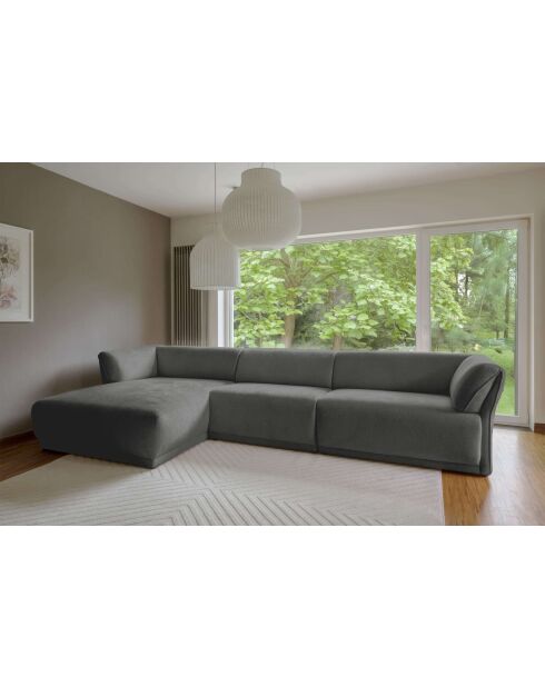 Divano angolare fisso M sinistro Gatsby grigio - 338x175x87 cm