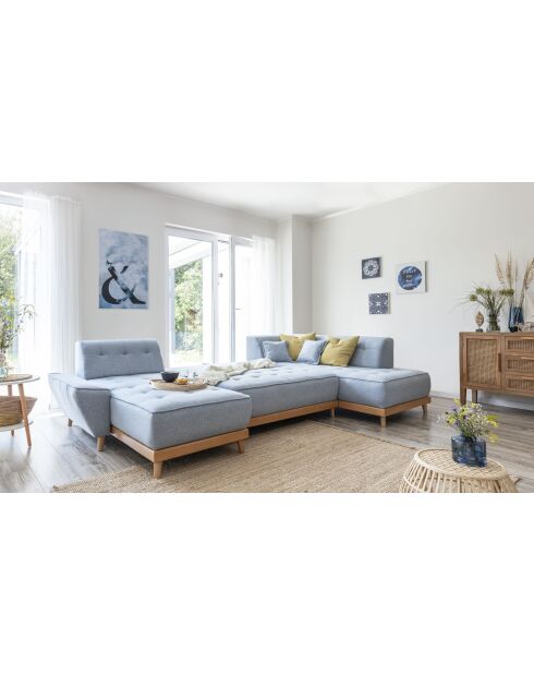 Dazzling Daisy Ecksofa, 8-teilig, umwandelbar, links, 330 x 190 x 77 cm, Hellblau