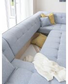 Dazzling Daisy Ecksofa, 8-teilig, umwandelbar, links, 330 x 190 x 77 cm, Hellblau