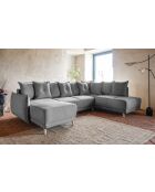 Ecksofa U, verstellbar, rechtwinklig, Lazy Lukka, hellgrau, 320 x 191 x 85 cm