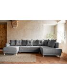 Ecksofa U, verstellbar, rechtwinklig, Lazy Lukka, hellgrau, 320 x 191 x 85 cm