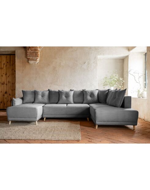 U hoekbank omvormbaar haaks Lazy Lukka lichtgrijs- 320x191x85 cm