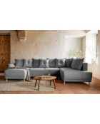 Ecksofa U, verstellbar, rechtwinklig, Lazy Lukka, hellgrau, 320 x 191 x 85 cm
