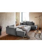 Ecksofa U, verstellbar, rechtwinklig, Lazy Lukka, hellgrau, 320 x 191 x 85 cm