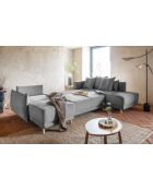 Ecksofa U, verstellbar, rechtwinklig, Lazy Lukka, hellgrau, 320 x 191 x 85 cm
