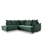 Divano angolare a L convertibile ad angolo sinistro Lazy Lukka verde bottiglia - 247x191x85 cm