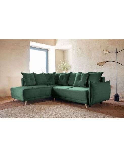 Ecksofa L, umwandelbar, linke Ecke, Lazy Lukka, Flaschengrün, 247 x 191 x 85 cm