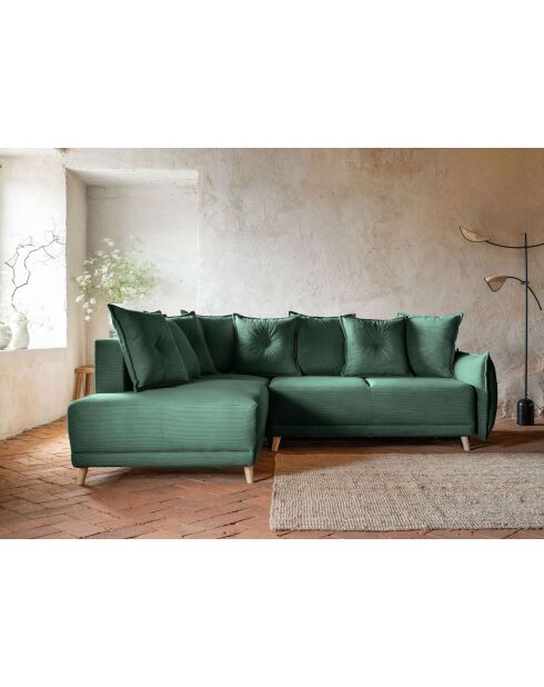 Ecksofa L, umwandelbar, linke Ecke, Lazy Lukka, Flaschengrün, 247 x 191 x 85 cm