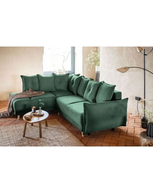 Ecksofa L, umwandelbar, linke Ecke, Lazy Lukka, Flaschengrün, 247 x 191 x 85 cm
