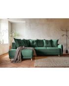 Divano angolare a L convertibile ad angolo sinistro Lazy Lukka verde bottiglia - 247x191x85 cm