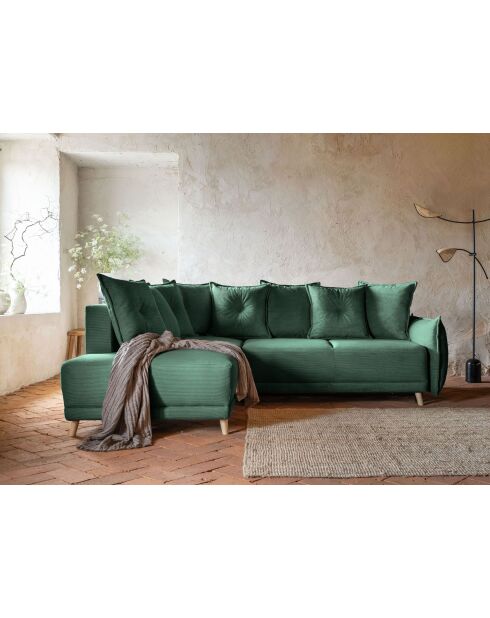Ecksofa L, umwandelbar, linke Ecke, Lazy Lukka, Flaschengrün, 247 x 191 x 85 cm