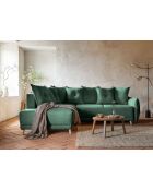 Divano angolare a L convertibile ad angolo sinistro Lazy Lukka verde bottiglia - 247x191x85 cm