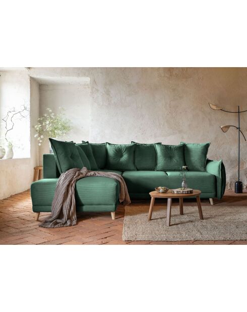 Ecksofa L, umwandelbar, linke Ecke, Lazy Lukka, Flaschengrün, 247 x 191 x 85 cm