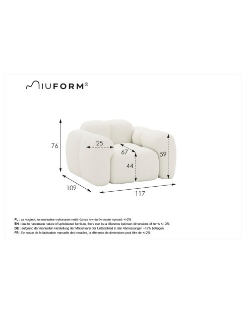 Sillón individual Cloud Beige - 117x109x76 cm