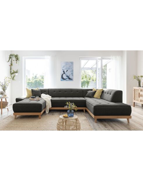8-plättriges ausziehbares linkes Ecksofa Dazzling Daisy Anthracite- 330x190x77 cm