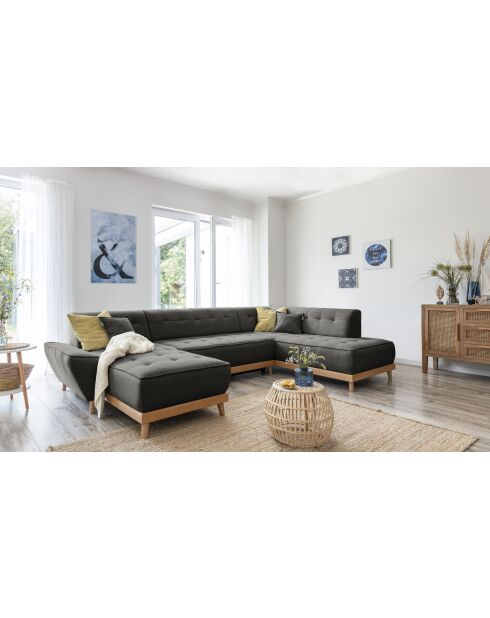 8-plättriges ausziehbares linkes Ecksofa Dazzling Daisy Anthracite- 330x190x77 cm