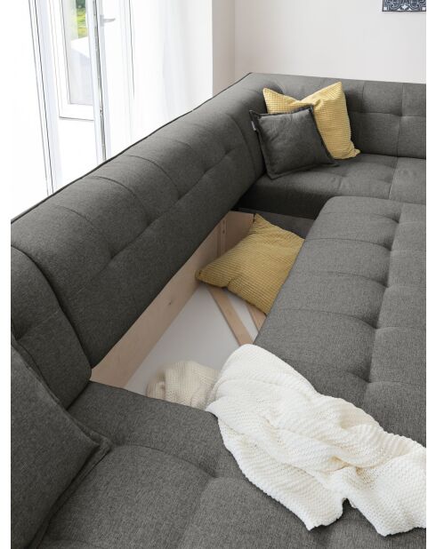 8-plättriges ausziehbares linkes Ecksofa Dazzling Daisy Anthracite- 330x190x77 cm