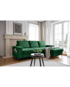 Divano angolare convertibile ad angolo retto Lofty Lilly verde smeraldo - 236x148x84 cm
