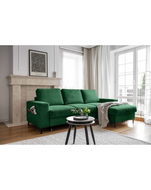 Divano angolare convertibile ad angolo retto Lofty Lilly verde smeraldo - 236x148x84 cm