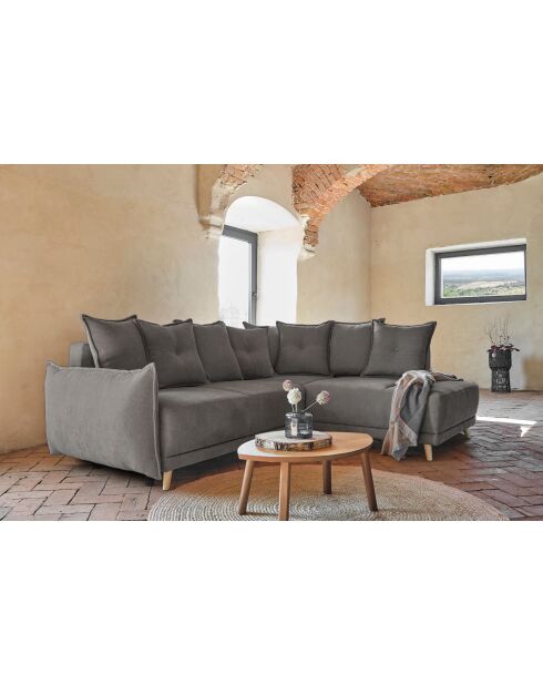 L Wandelbares Ecksofa; rechte Ecke Lazy Lukka Dark Grey- 247x191x85 cm