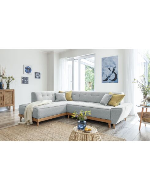 Ecksofa 6l links konvertierbar Dazzling Daisy Hellgrau- 253x190x77 cm