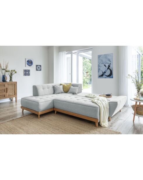 Ecksofa 6l links konvertierbar Dazzling Daisy Hellgrau- 253x190x77 cm