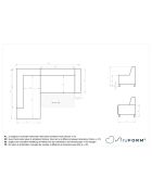 Hoekbank 6pl links cabriolet Dazzling Daisy Lichtgrijs- 253x190x77 cm