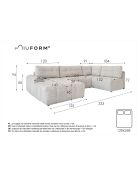 Lulu grijze omvormbare U-hoekbank links - 333x187x94 cm