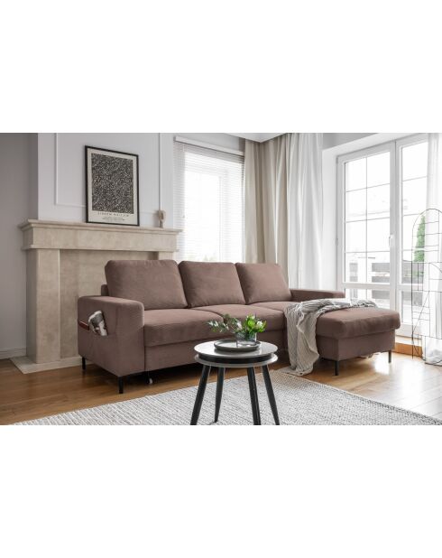 Canapé d'angle Convertible angle droit Lofty Lilly Taupe- 236x148x84 cm