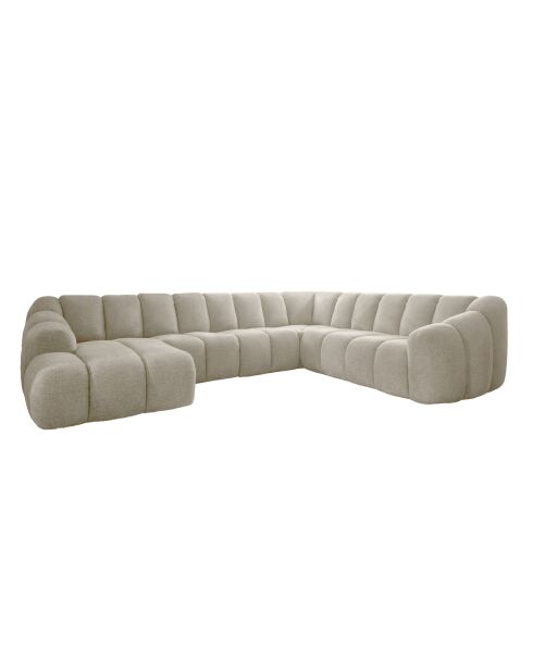 Vaste U-hoekbank links, beige, 330x265x75 cm