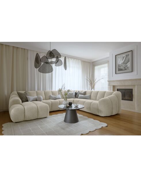 Vaste U-hoekbank links, beige, 330x265x75 cm