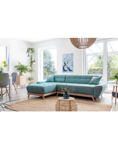 Dazzling Daisy Turquoise, umwandelbares Ecksofa, links, 4 Stück — 260 x 166 x 77 cm