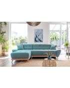 canapé d'angle 4pl gauche convertible Dazzling Daisy Turquoise- 260x166x77 cm