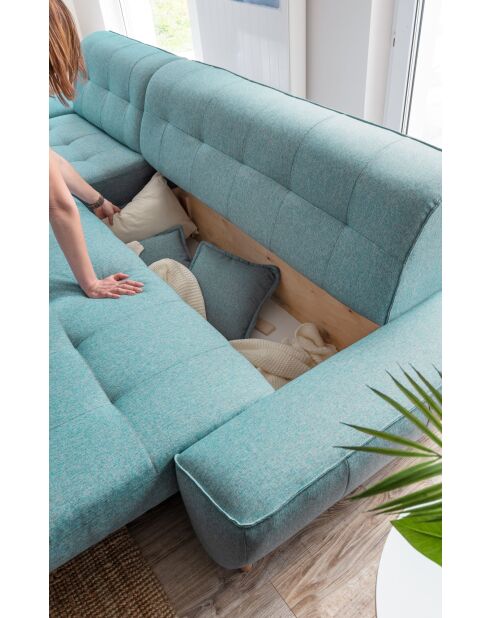 Dazzling Daisy Turquoise, umwandelbares Ecksofa, links, 4 Stück — 260 x 166 x 77 cm