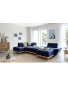 8-plättriges umwandelbares rechtes Ecksofa Dazzling Daisy Marineblau- 330x190x77 cm