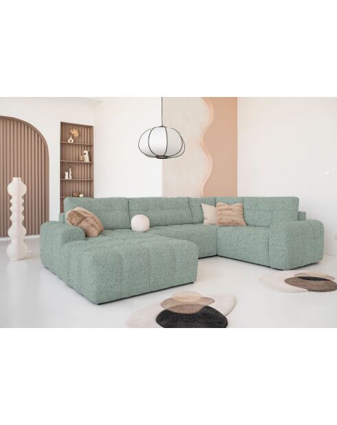 Canapé d'angle Convertible U Gauche Lulu Vert- 333x213x94 cm