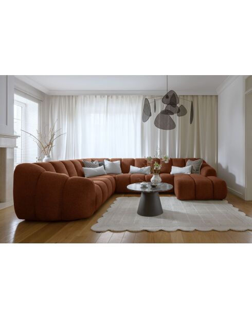 Feste U-förmige, rechte Ecksofaschale, Terrakotta, 330 x 265 x 75 cm